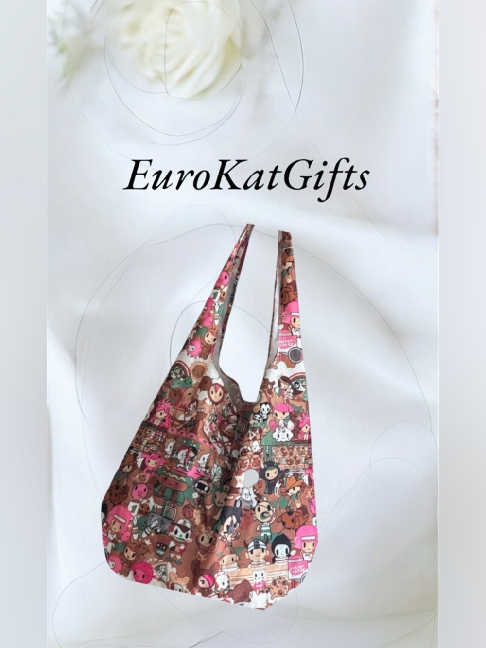 Tokidoki JuJuBe Donutella’s Seeet Shop Character Print Pink Brown Tote Bag NWT